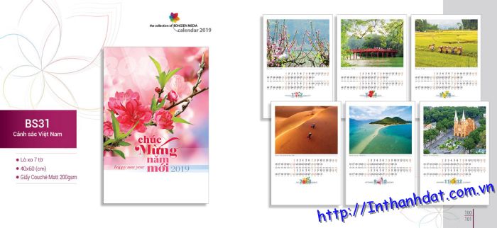 in lịch treo tường năm 2019